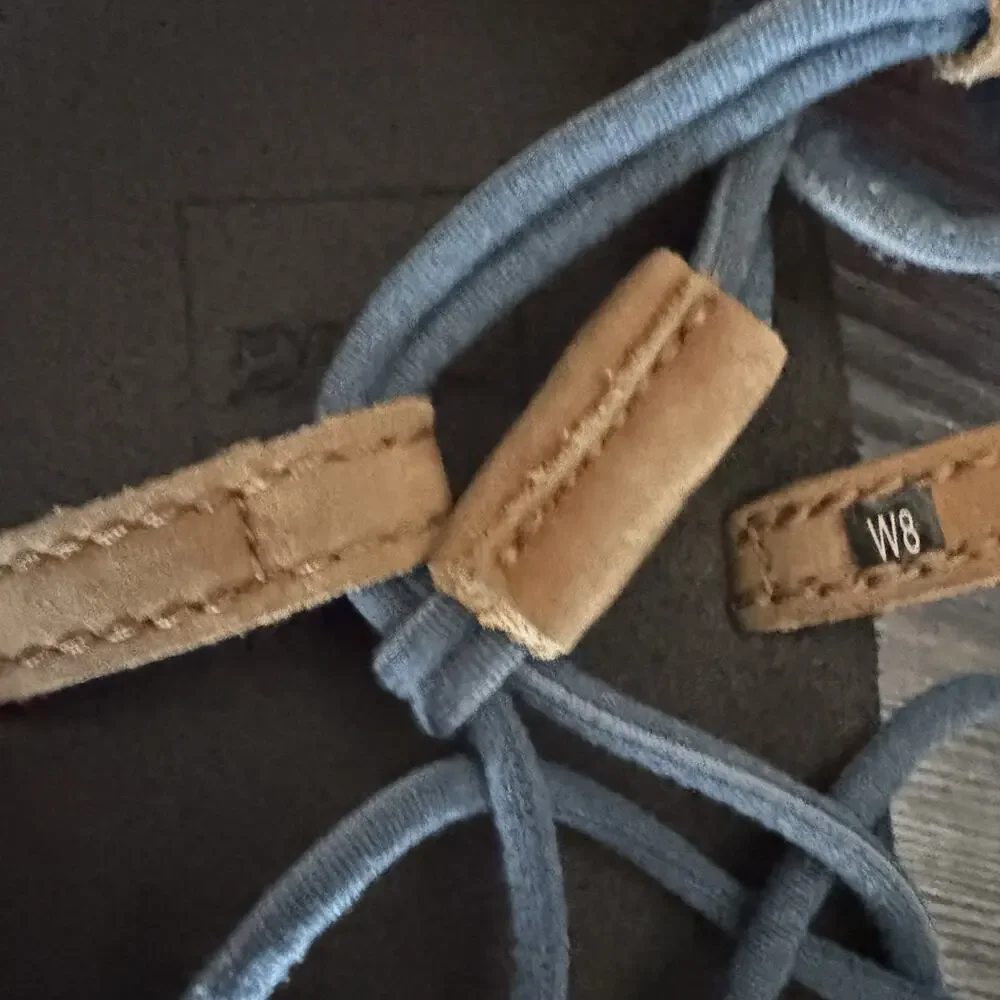 Teva Voya Infinity Womens 8 Strappy Sandals Blue Tan Leather Accents - Picture 4 of 6